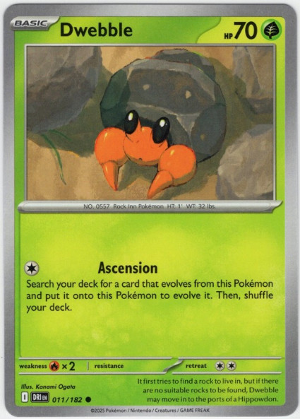Pokemon – Dwebble 011/182 - Destined Rivals  - NM
