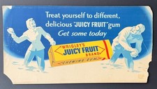 Vintage Wrigley Juicy Fruit Gum Advertising Sign Winter Ski Scene 11x21