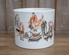 Large Chinese Iron Red & En Grisaille Brush Pot 19cm Wide 14cm Tall