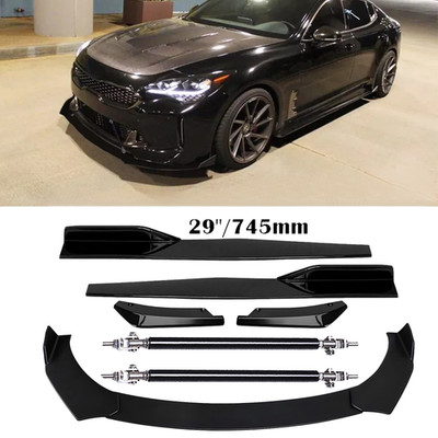 Glossy Front Rear Bumper Lip Spoiler Body Kit Side Skirt For Kia Stinger