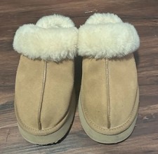UGG DISQUETTE PLATFORM SLIPPER WOMEN'S 1122550 CHESTNUT SUEDE -SIZE 8