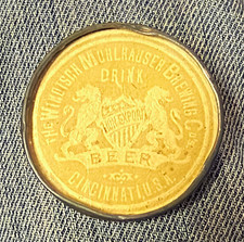Windisch Muhlhauser Lion Export Beer Breweriana miroir de poche Cincinnati Ohio