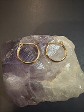Vintage 14k Yellow Gold Hammered Small Hoop Earrings