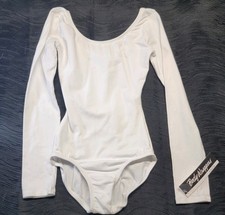 Body Wrappers Classwear Long Sleeve Leotard White Scooped Front Back SZ XSA