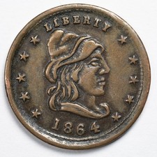 1864 Liberty Facing Right / Shield Civil War Token CWT