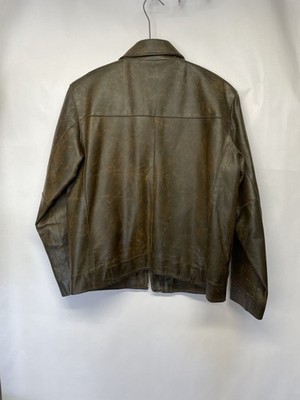 Vintage 80s Brown Distressed Leather Bomber Jacket By Gap Kids XXL