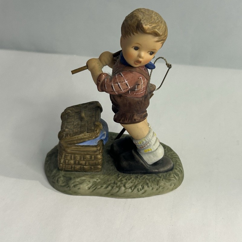Goebel Fishing for Trouble Figurine BH118 1999 Boy Fishing Gift Porcelain Decor