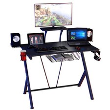 Gaming Desk Computer Desk PC Workstation w/Headphone Hook  Cup Holder Black