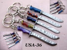 Mini Llavero Machete Acero Damasco - Hoja Decorativa Hecha a Mano, Coleccionable Pequeño