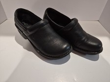 B.O.C. Born Concept Womens Clogs Size 9M Slip On Black Leather Comfort Shoes