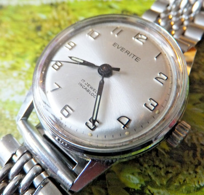 Stainless-Steel ''Everite'' FHF 17 Jewel Manual Winding Bracelet Watch