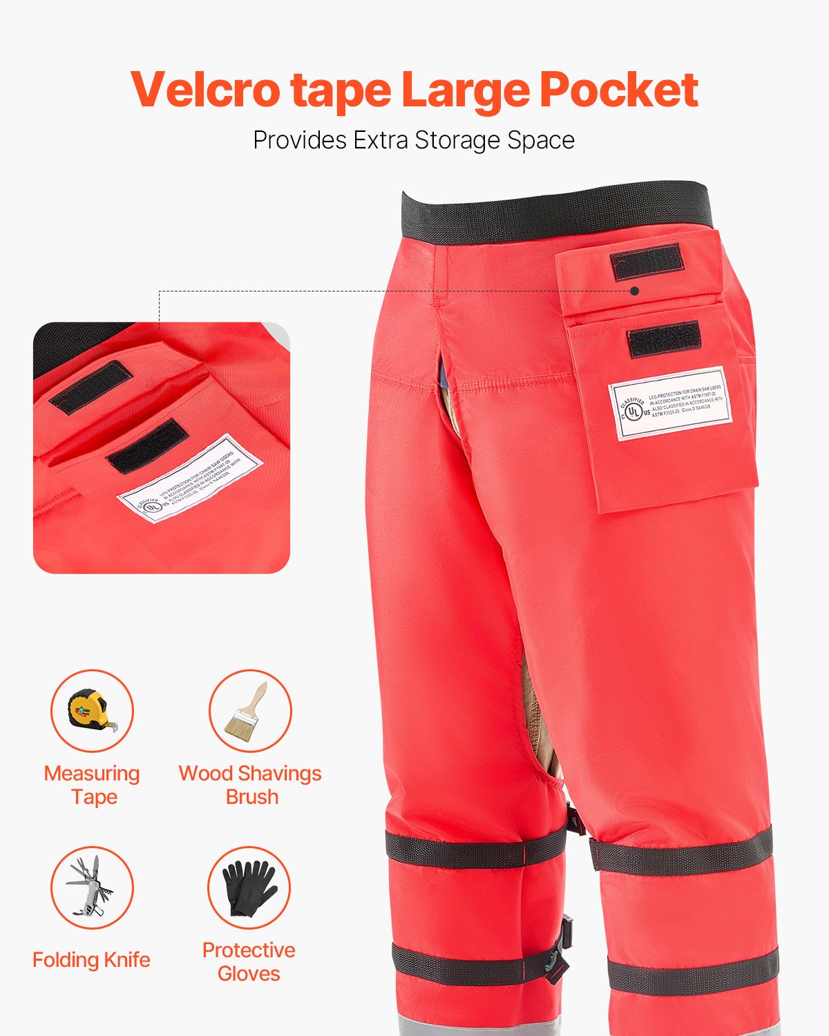 Chainsaw Chaps 36.4" Apron Style Forestry Chainsaw Safety Chaps Class B Medium