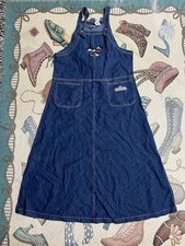 Vintage Disney Mickey Mouse and Minnie Mouse Denim Overall Dress Womens Medium