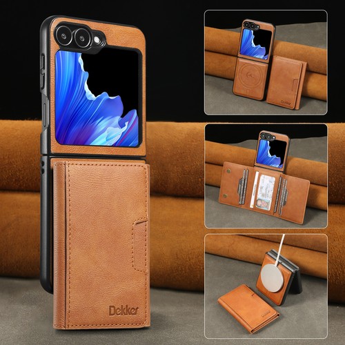 Fr Samsung Z Flip6/7/5/4/3 Magnetic Case Leather Stand Detachable Wallet Cover - Picture 13 of 14