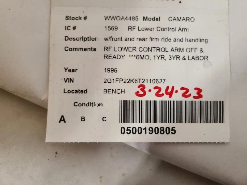 Brazo de control inferior del pasajero delantero Opt F41 compatible con 93-02 CAMARO 1686910 Foto 3 de 3