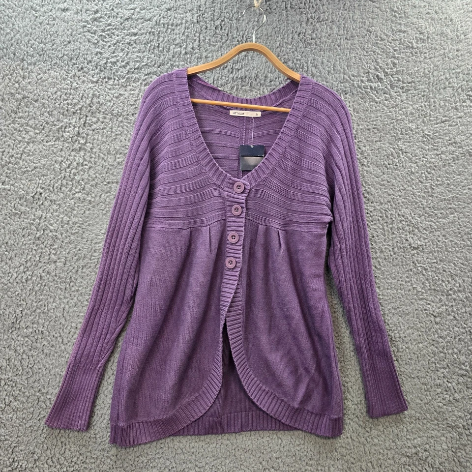 Nuevo cárdigan Urbane para mujer talla 16 púrpura tejido manga larga cuello redondo Foto 2 de 4