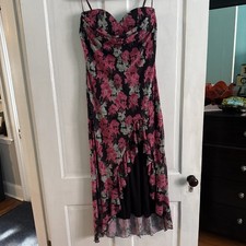 Beautiful Western Wear Sun Dress Ruffle Slit Detail Floral Print Size XL NWT