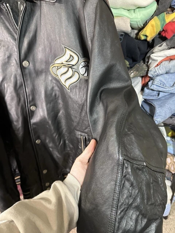 Rare Vintage ROCAWEAR NY 1999 Credit Card edition Leather Jacket 2000s Grey 5XL - Image 4 of 4