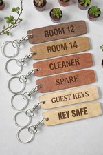 Personalized Engraved Wooden Keychain Oak Walnut Birch Custom Name Gift