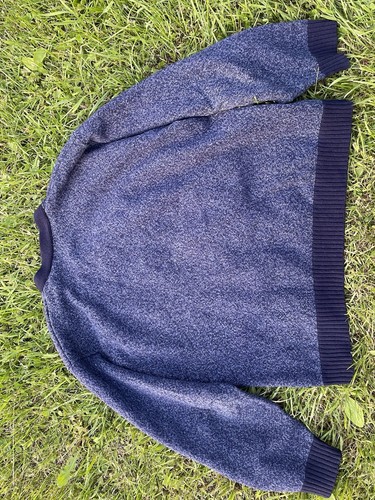 STRUCTURE Urban Wear Vintage 90s V Neck Sweater Heavy Lambs Wool Blue Mens - Picture 13 of 14