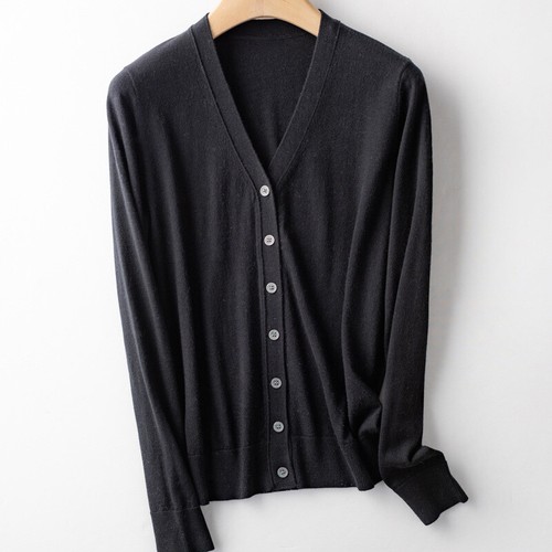 Womens Cardigan V Neck Long Sleeve Slim Fit Sweaters Fall Outwear Knitwear Tops - 第 5/18 張圖片
