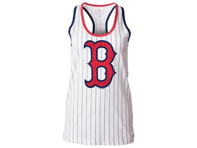 New MLB 5th & Ocean Women's Racerback Pinstripe Glitter Tank Top T-Shirt