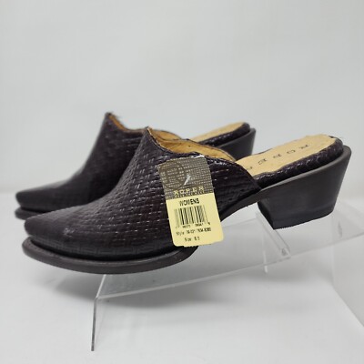 Roper Brown Leather Slip-On Mules Roper Laces Womens Brown Leather Mules Shoes 9.5 - Walmart.com main image 3