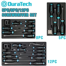 DURATECH 5PC/8PC/12PC Screwdrivers S2 Alloy Steel Phillips Slotted Screwdrivers