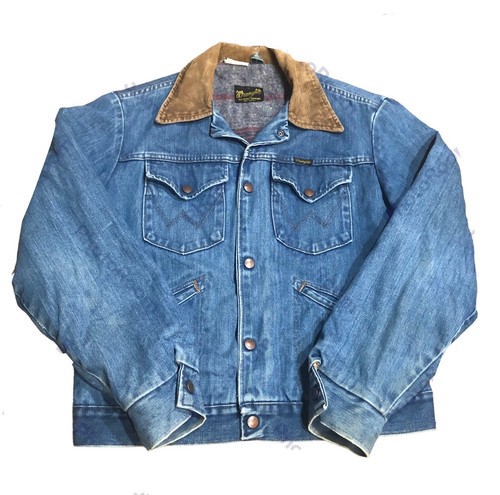 VTG Wrangler Blanket Lined Denim Trucker Jacket Corduroy Collar