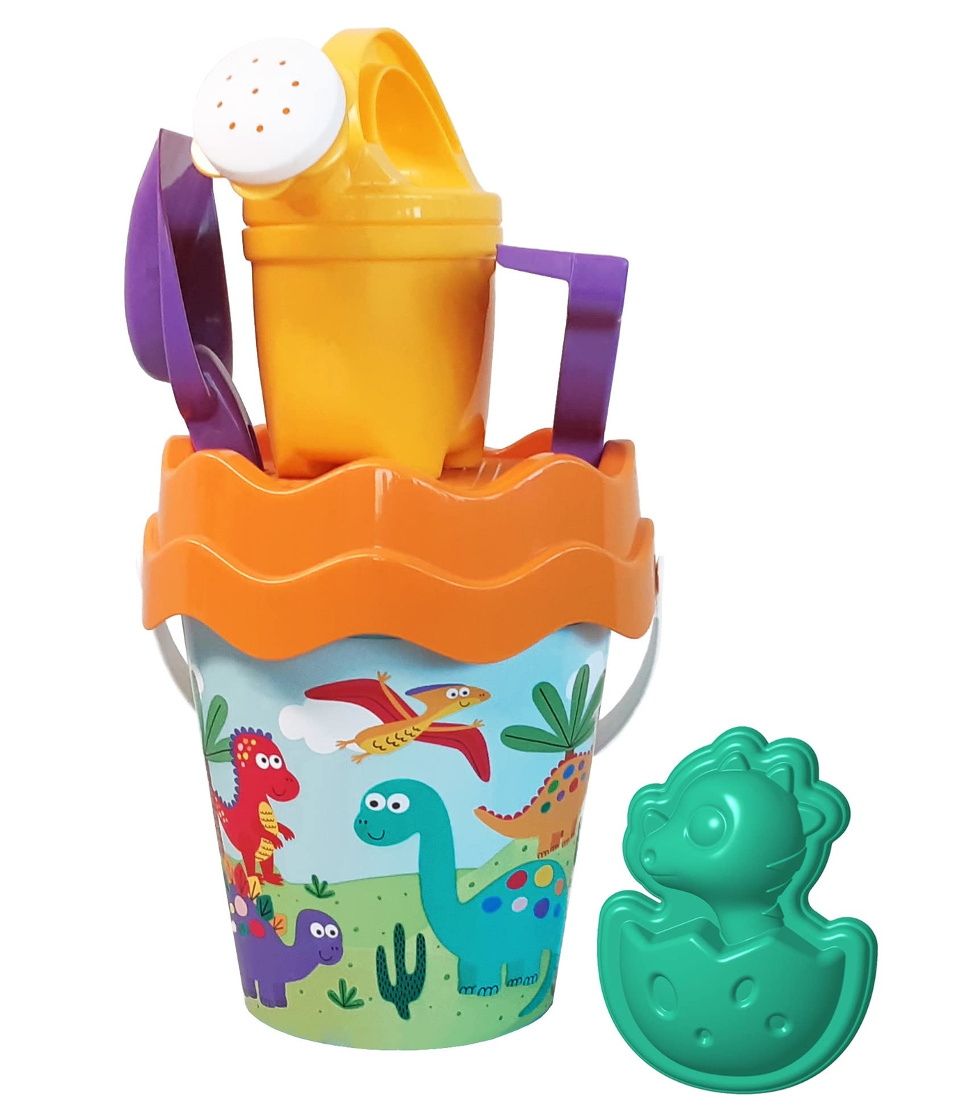 Simba 107114604 Sandspielzeug Dino Set, Toy, 6 Pieces, Bucket, Strainer, Sand Mo