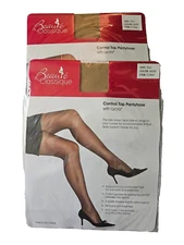 New in package! TALL Nude Control Top 2 Pair Lycra Pantyhose-fb92