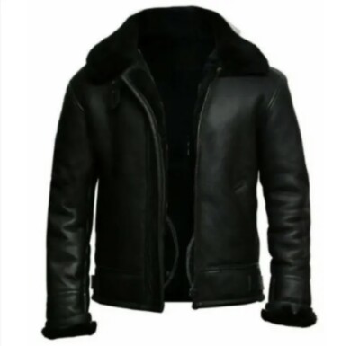 Mens RAF Aviator Bomber B3 Real Leather Jacket Coat Sheep Skin Pilot Flying