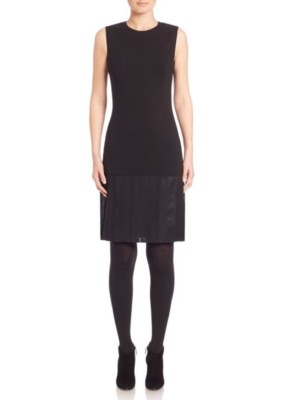 NEW Akris punto Pleated-Hem Sleeveless Jersey Dress in Black - Size 6 #DD139