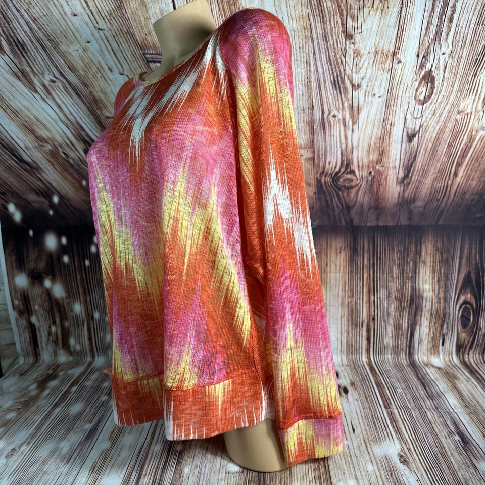 John Paul Richard Size Large Colorful Boho Open Knit Lightweight Sweater Top - Image 4 of 4