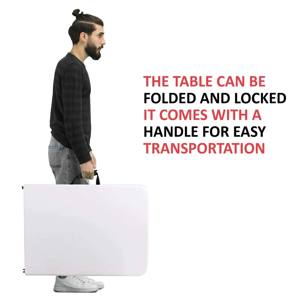 5ft Folding Table Trestle Camping Party Picnic BBQ Stall Garden Indoor Outdoor - Image 4 of 4