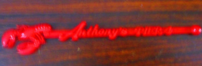 Red Swizzle Stick from Anthony's Pier 4