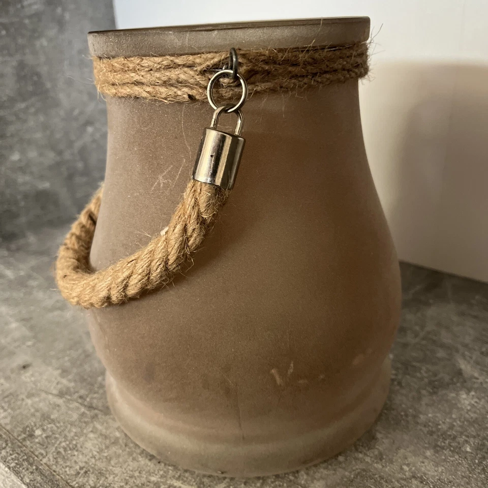 Windlicht Teelichthalter Glas Juteseil umwickelt zum Hängen H 20 cm Vase - Bild 2 von 2
