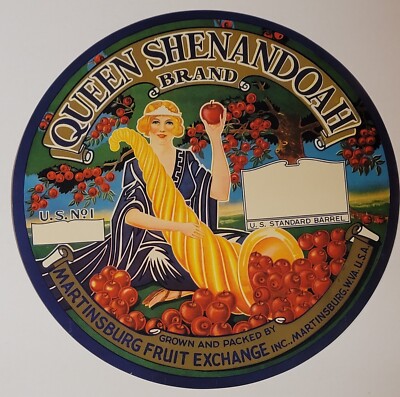 Vintage 16in LARGE ART NOUVEAU ADVERTISING LABEL Queen Shenandoah Martinsburg VA