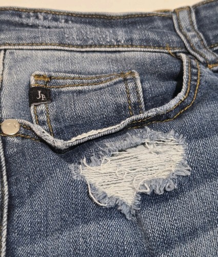 Judy Blue Size 13 / 31 Distressed Skinny Fit Jeans with Leopard Print Detail - Picture 9 of 14