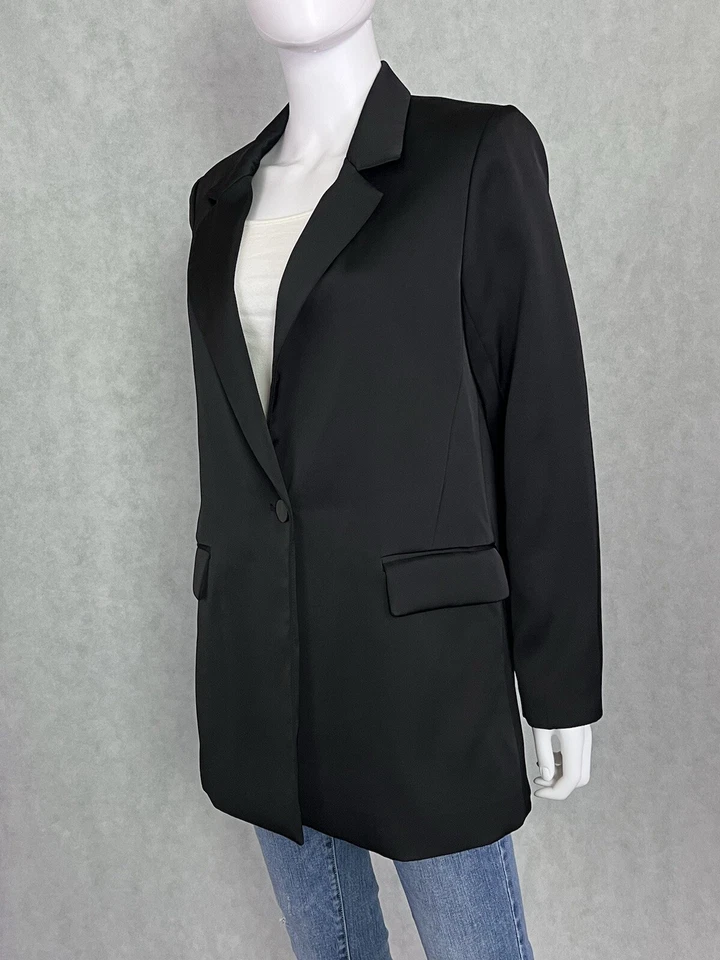 Blazer para mujer Joie con cuello manga larga forrado con un botón negro talla 6 Foto 3 de 4