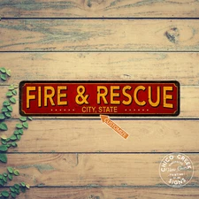 Personalized Fire and Rescue Sign Fire Station Decor Fireman Gift 104182002067
