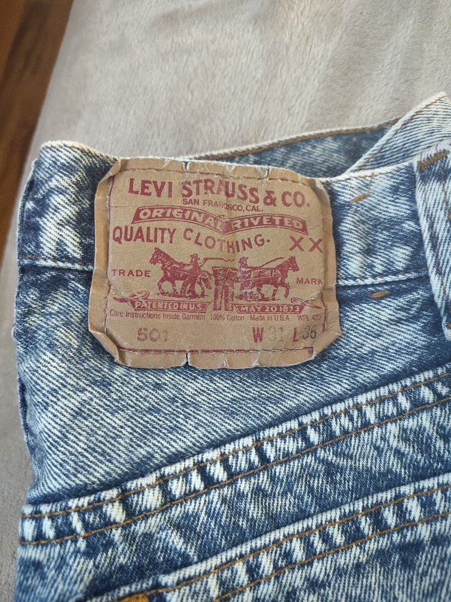ト*ー様 フ。LEVI'S501 フロントボタン。サイズ31x36。 VTG 90s Levis 501 Button Fly 31 X 36 USA Tag Jeans Acid Wash
