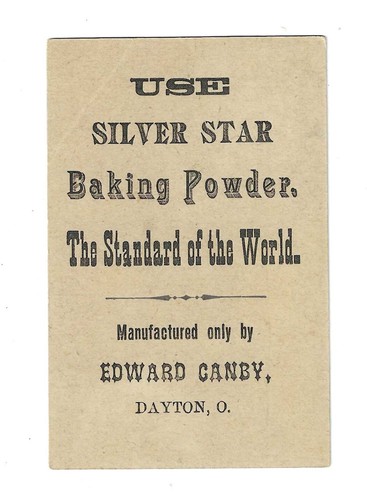 Tarjeta comercial victoriana Dayton OH Silver Star polvo para hornear - Imagen 2 de 2