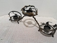 Wrought Iron 3 Tier Tea Light Candelabra Candle Holder Grapevine Leaf Floral