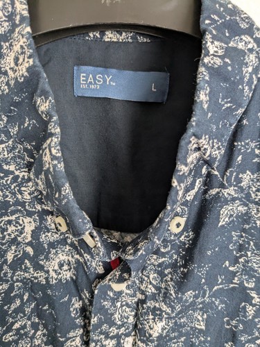 Easy Men's casual shirt long sleeve size large navy blue floral button down - Picture 4 of 9