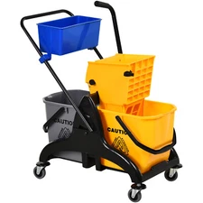 13.7 Gallon Mop Water Bucket Wringer Cart with Side Press Wringer Smooth Wheels