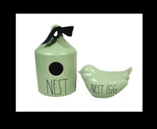 Rae Dunn Birdhouse Coin Bank Set Nest and Nest Egg Rae Dunn Gift Set