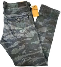 Vtg True Religion Mens Ricky Flap Straight Tiger Camo Jeans Size 26 NWT USA Made