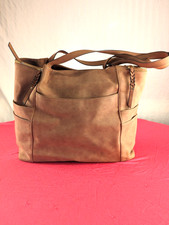 Suede Shoulder Bag -Leather Braided Accent - ...