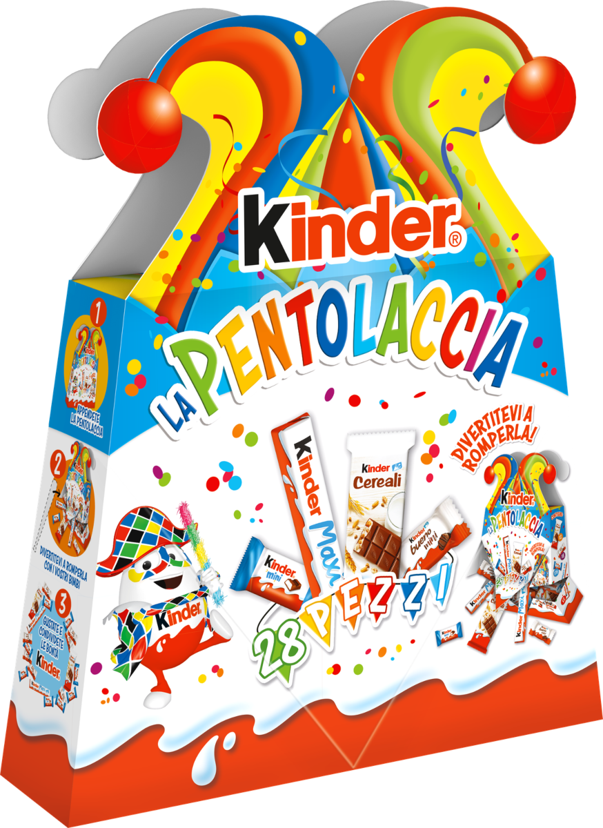 Kinder Pentolaccia Carnevale con Mini Cioccolato Bueno Cereali e Maxi 228g
